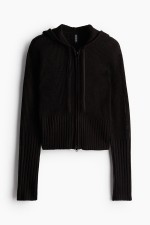 Rib-Knit Hooded Jacket