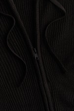 Rib-Knit Hooded Jacket