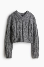 V-Neck Cable-Knit Sweater