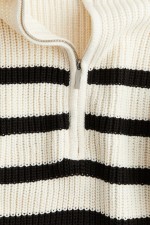 Rib-knit Half-zip Sweater