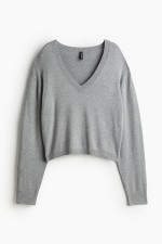 Fine-Knit V-Neck Sweater