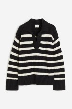 Rib-knit Polo Sweater