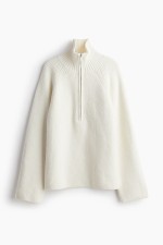 Rib-knit Half-zip Sweater